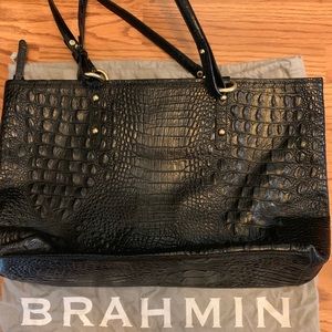 Brahmin black genuine leather tote bag